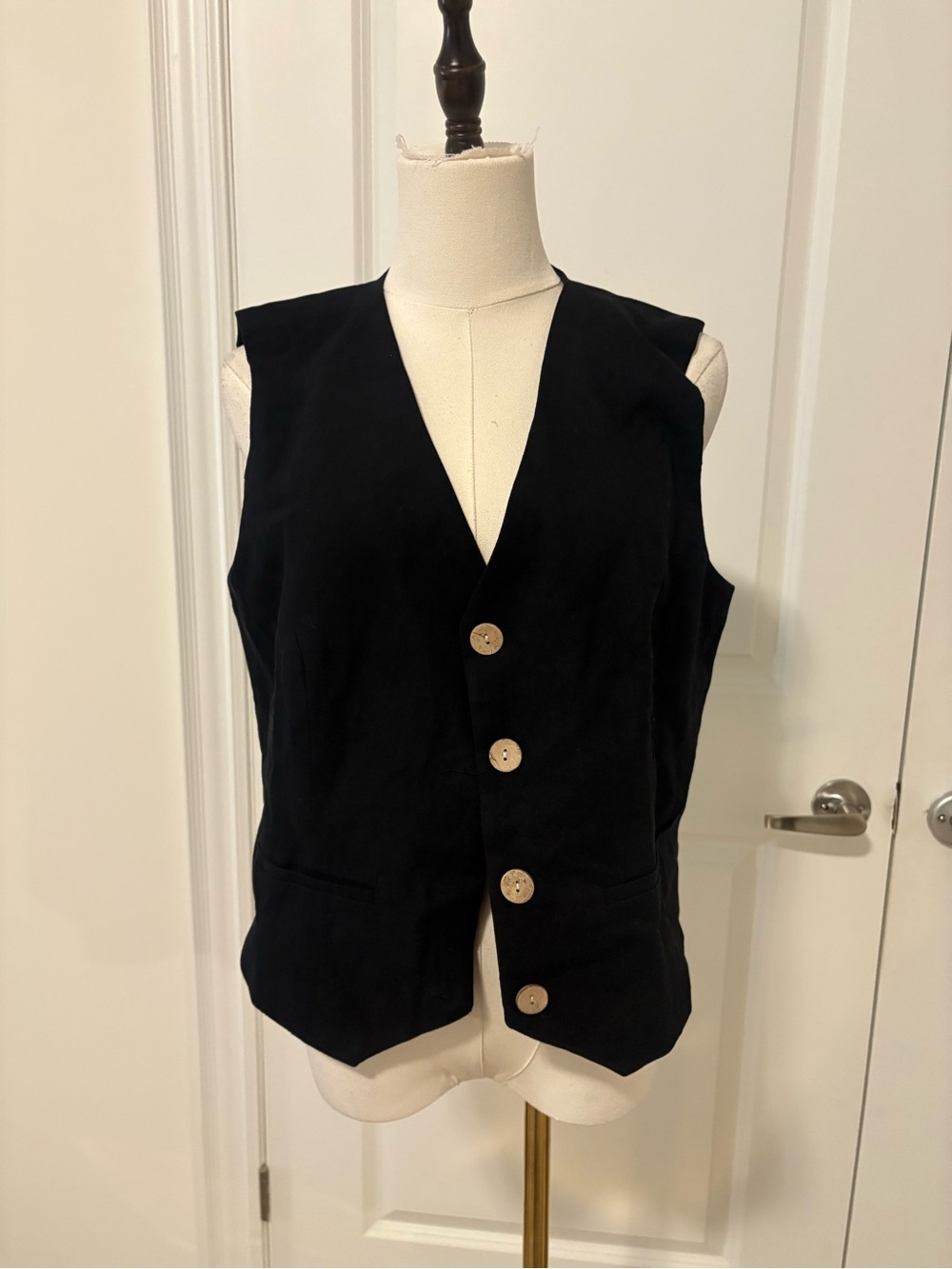 PRETTYGARDEN Black Button Front Tailored Vest NWT